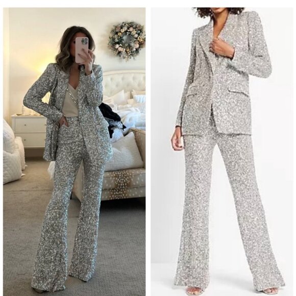 express Pants - nwt EXPRESS viral!!! all sequin soft lined stretch sequin flare pants xl